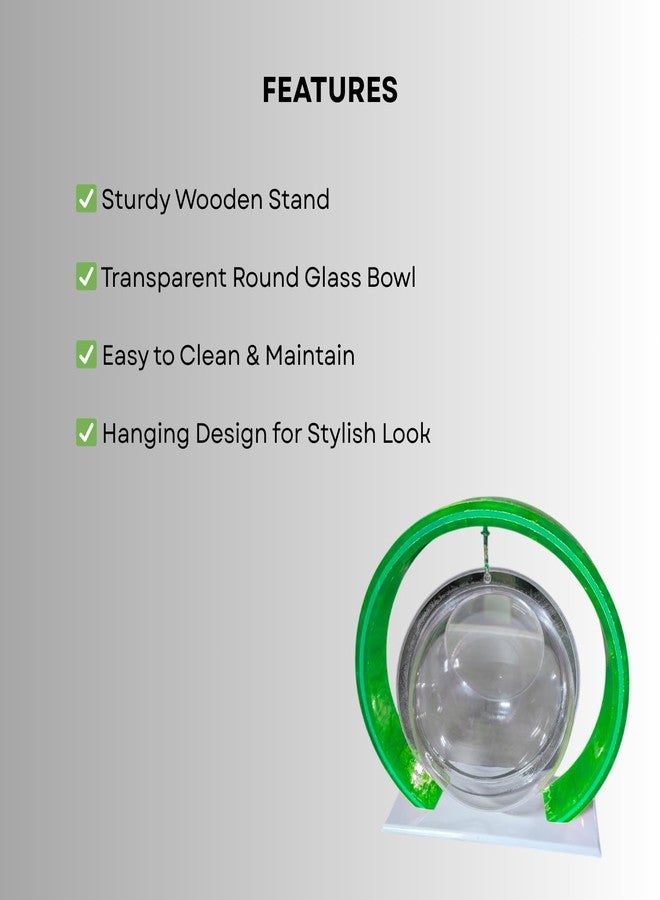 حوض سمك دائري أخضر مزدوج 6 بوصات - حوض سمك زخرفي قائم ومعلق للمنزل والمكتب | حوض سمك دائري مزدوج 2 في 1 - Image 3